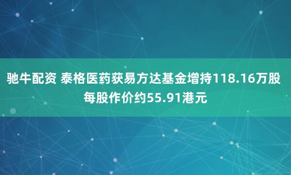 驰牛配资 泰格医药获易方达基金增持118.16万股 每股作价约55.91港元