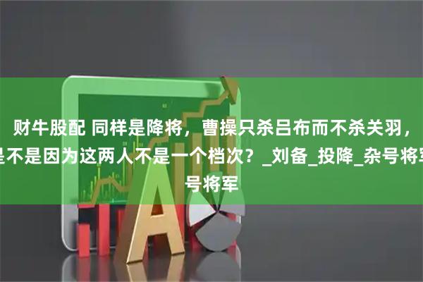 财牛股配 同样是降将，曹操只杀吕布而不杀关羽，是不是因为这两人不是一个档次？_刘备_投降_杂号将军