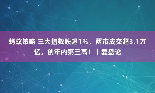 蚂蚁策略 三大指数跌超1％，两市成交超3.1万亿，创年内第三高！丨复盘论