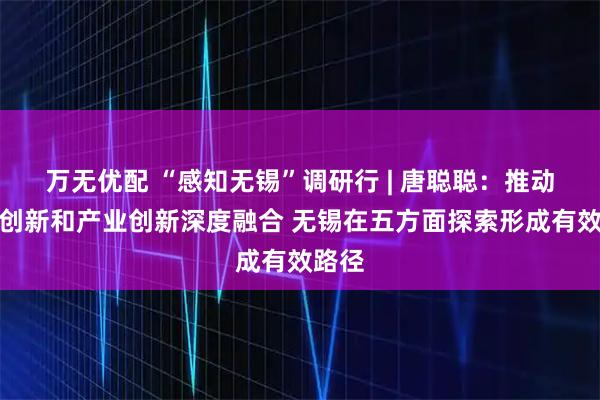 万无优配 “感知无锡”调研行 | 唐聪聪：推动科技创新和产业创新深度融合 无锡在五方面探索形成有效路径